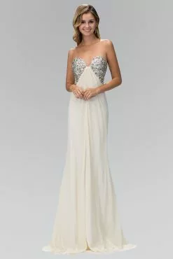 Elizabeth K - GL1151 Jewel Accented Sweetheart Chiffon Dress -Wedding Dresses shop online elizabeth k gl1151 jewel accented sweetheart chiffon dress special occasion dress xs cream 5412558307385