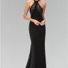 Elizabeth K - GL1330 Halter Neckline Beaded Black Gown -Wedding Dresses shop online elizabeth k gl1330 halter neckline beaded black gown special occasion dress xs black 5412850761785