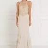 Elizabeth K - GL1568 Bedazzled Illusion Halter Sheath Dress 2 Elizabeth K - GL1568 Bedazzled Illusion Halter Sheath Dress -Wedding Dresses shop online elizabeth k gl1568 bedazzled illusion halter sheath dress special occasion dress xs champagne 5412795678777