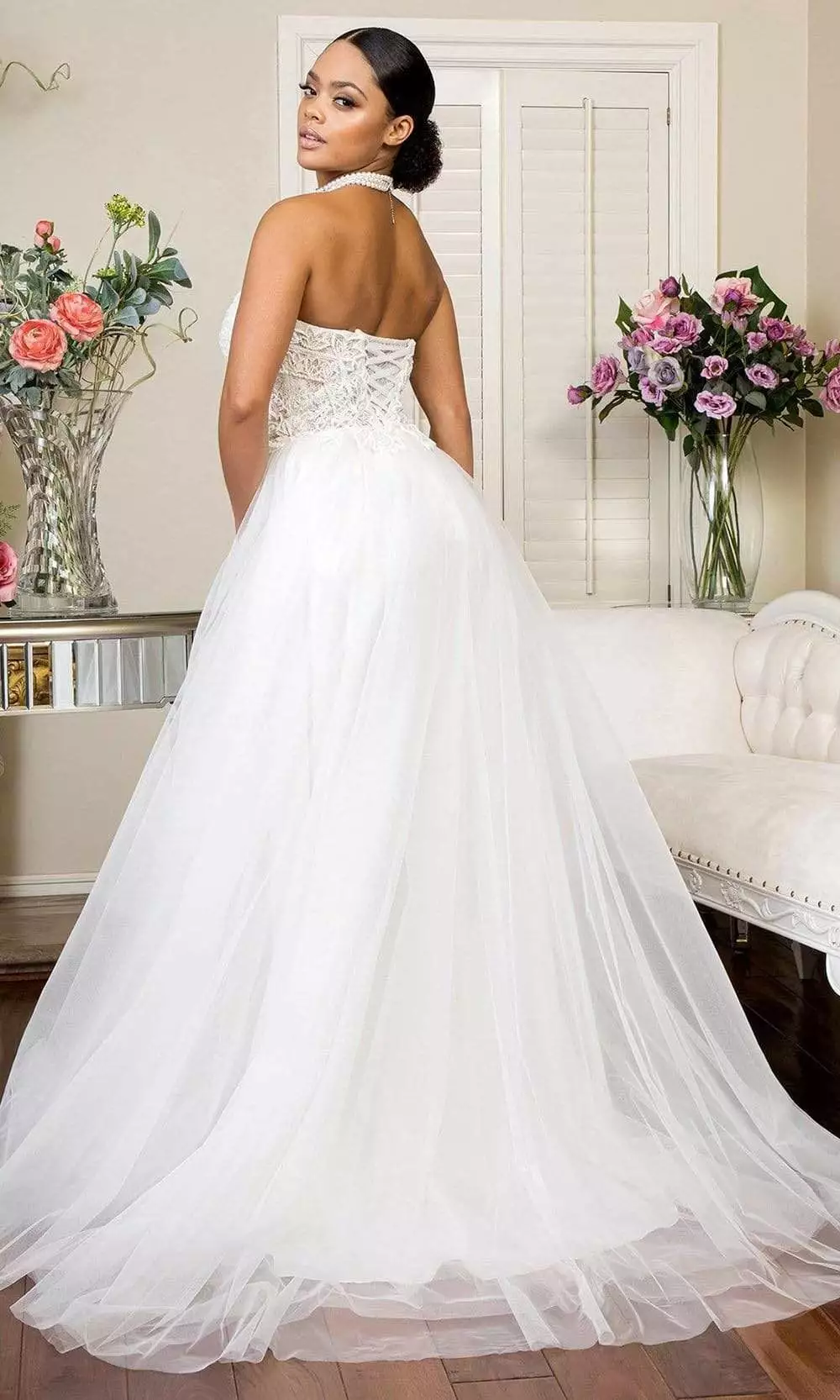 Elizabeth K Bridal Elizabeth K - GL1900 Embellished Lace Mesh A-line Gown 4 Elizabeth K Bridal Elizabeth K - GL1900 Embellished Lace Mesh A-line Gown - Image 2