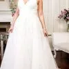 Elizabeth K Bridal Elizabeth K - GL1902 Embellished Plunging V Neck A-line Bridal Gown -Wedding Dresses shop online elizabeth k gl1902 embellished plunging v neck a line bridal gown wedding dresses 27989404549203