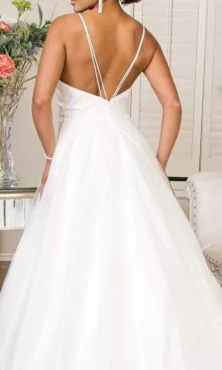 Elizabeth K Bridal Elizabeth K - GL1905 Embroidered Deep V Neck Mesh A-line Gown -Wedding Dresses shop online elizabeth k gl1905 embroidered deep v neck mesh a line gown wedding dresses 28845979467859