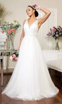 Elizabeth K Bridal Elizabeth K - GL1906 Floral Embroidered A-Line Bridal Gown