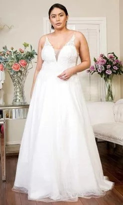 Elizabeth K Bridal Elizabeth K - GL1915 Spaghetti Straps Applique Bridal Gown -Wedding Dresses shop online elizabeth k gl1915 spaghetti straps applique bridal gown wedding dresses 27995155005523