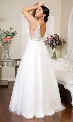 Elizabeth K Bridal Elizabeth K - GL1915 Spaghetti Straps Applique Bridal Gown -Wedding Dresses shop online elizabeth k gl1915 spaghetti straps applique bridal gown wedding dresses 28800496500819