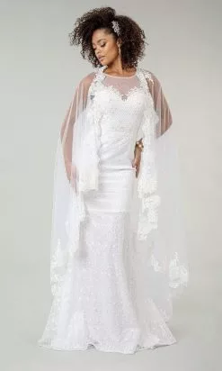 Elizabeth K Bridal Elizabeth K - GL1918 Lace Embroidered Sheath Bridal Gown With Cape 22 Elizabeth K Bridal Elizabeth K - GL1918 Lace Embroidered Sheath Bridal Gown With Cape -Wedding Dresses shop online elizabeth k gl1918 lace embroidered sheath bridal gown with cape wedding dresses 27989269643347
