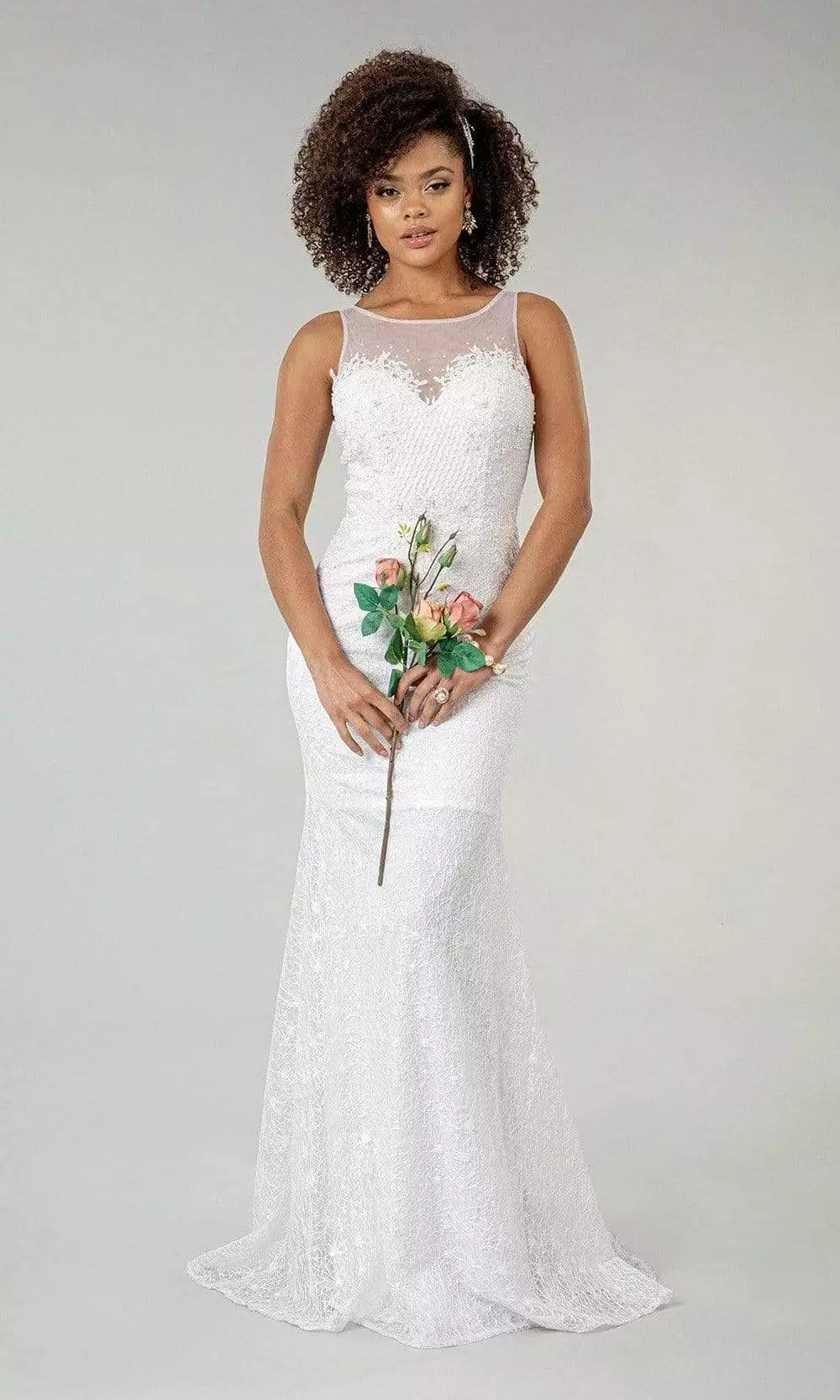 Elizabeth K Bridal Elizabeth K - GL1918 Lace Embroidered Sheath Bridal Gown With Cape 13 Elizabeth K Bridal Elizabeth K - GL1918 Lace Embroidered Sheath Bridal Gown With Cape - Image 11