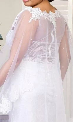 Elizabeth K Bridal Elizabeth K - GL1918 Lace Embroidered Sheath Bridal Gown With Cape 21 Elizabeth K Bridal Elizabeth K - GL1918 Lace Embroidered Sheath Bridal Gown With Cape -Wedding Dresses shop online elizabeth k gl1918 lace embroidered sheath bridal gown with cape wedding dresses 27989293006931