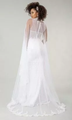 Elizabeth K Bridal Elizabeth K - GL1918 Lace Embroidered Sheath Bridal Gown With Cape 25 Elizabeth K Bridal Elizabeth K - GL1918 Lace Embroidered Sheath Bridal Gown With Cape -Wedding Dresses shop online elizabeth k gl1918 lace embroidered sheath bridal gown with cape wedding dresses 27989490139219