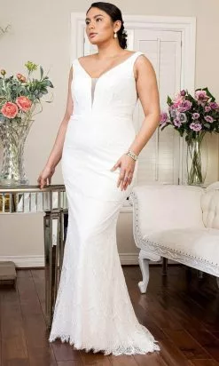 Elizabeth K - GL1940 Plunging V Neck Sheath Dress -Wedding Dresses shop online elizabeth k gl1940 plunging v neck sheath dress wedding dresses 27995207172179