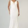Elizabeth K - GL1940 Plunging V Neck Sheath Dress -Wedding Dresses shop online elizabeth k gl1940 plunging v neck sheath dress wedding dresses xs off wht 27995205304403