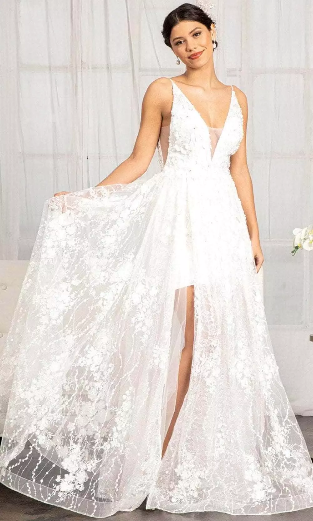 Elizabeth K GL1984 - Sleeveless Floral A-Line Dress 5 Elizabeth K GL1984 - Sleeveless Floral A-Line Dress - Image 3