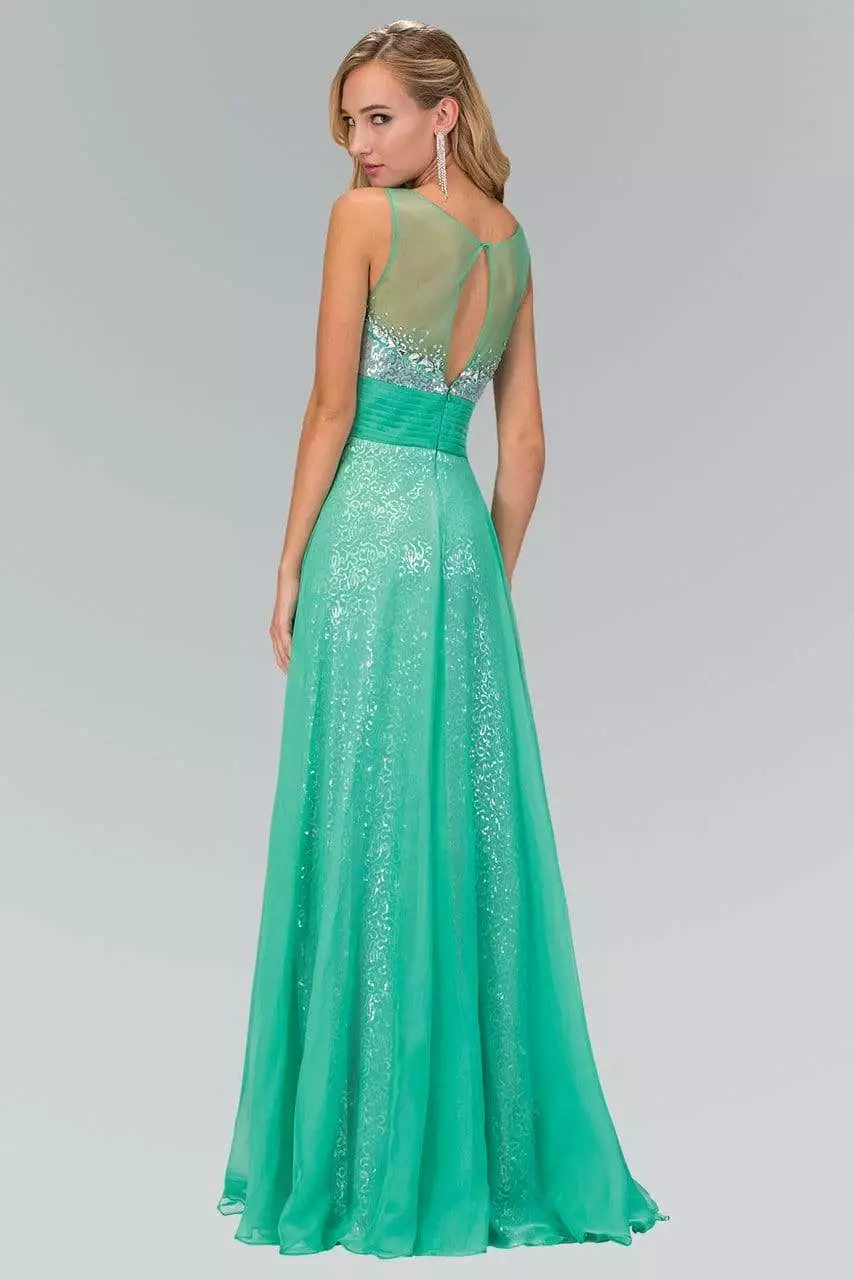 Elizabeth K - GL2014 Sequined Bateau Neck A-Line Gown 6 Elizabeth K - GL2014 Sequined Bateau Neck A-Line Gown - Image 4