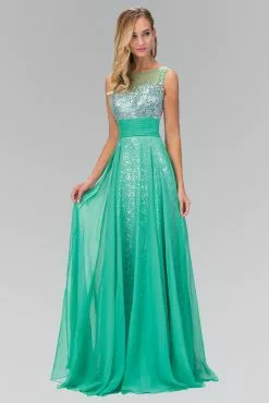 Elizabeth K - GL2014 Sequined Bateau Neck A-Line Gown 8 Elizabeth K - GL2014 Sequined Bateau Neck A-Line Gown -Wedding Dresses shop online elizabeth k gl2014 sequined bateau neck a line gown special occasion dress xs l green 5412597923897