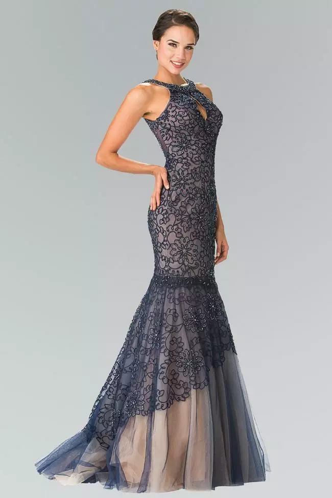 Elizabeth K Bridal Elizabeth K - GL2262 Embroider Two Piece Halter Mermaid Gown 6 Elizabeth K Bridal Elizabeth K - GL2262 Embroider Two Piece Halter Mermaid Gown - Image 4