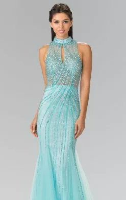 Elizabeth K - GL2330 Sequined Halter Trumpet Gown -Wedding Dresses shop online elizabeth k gl2330 sequined halter trumpet gown special occasion dress 28850855313491