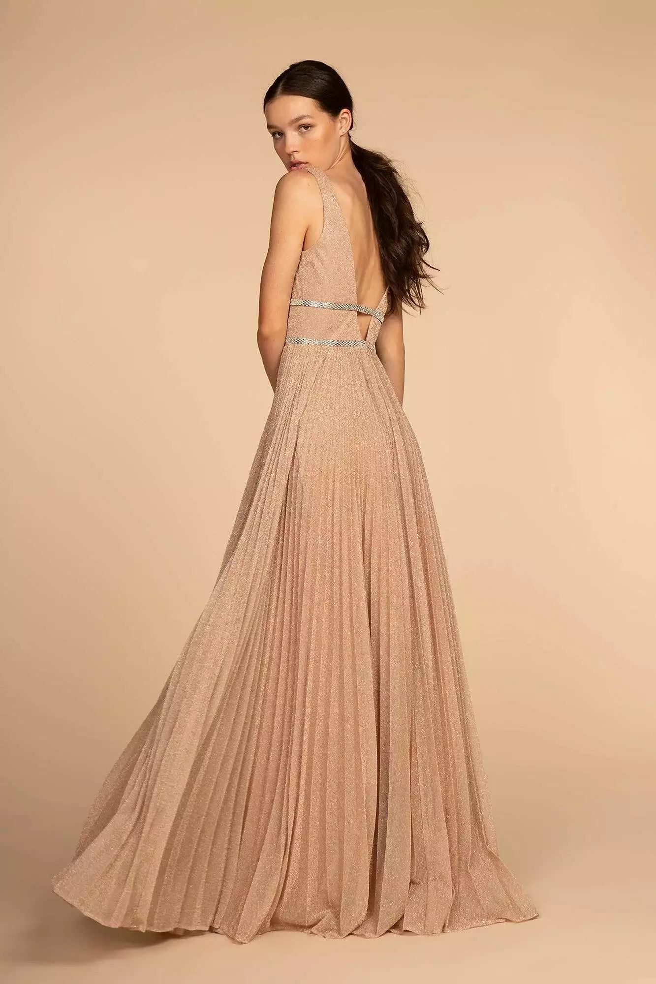 Elizabeth K - GL2501 Illusion Plunging Neck Metallic Prom Dress 8 Elizabeth K - GL2501 Illusion Plunging Neck Metallic Prom Dress - Image 6