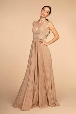 Elizabeth K - GL2501 Illusion Plunging Neck Metallic Prom Dress 17 Elizabeth K - GL2501 Illusion Plunging Neck Metallic Prom Dress -Wedding Dresses shop online elizabeth k gl2501 illusion plunging neck metallic prom dress special occasion dress xs rose gold 28465809817683