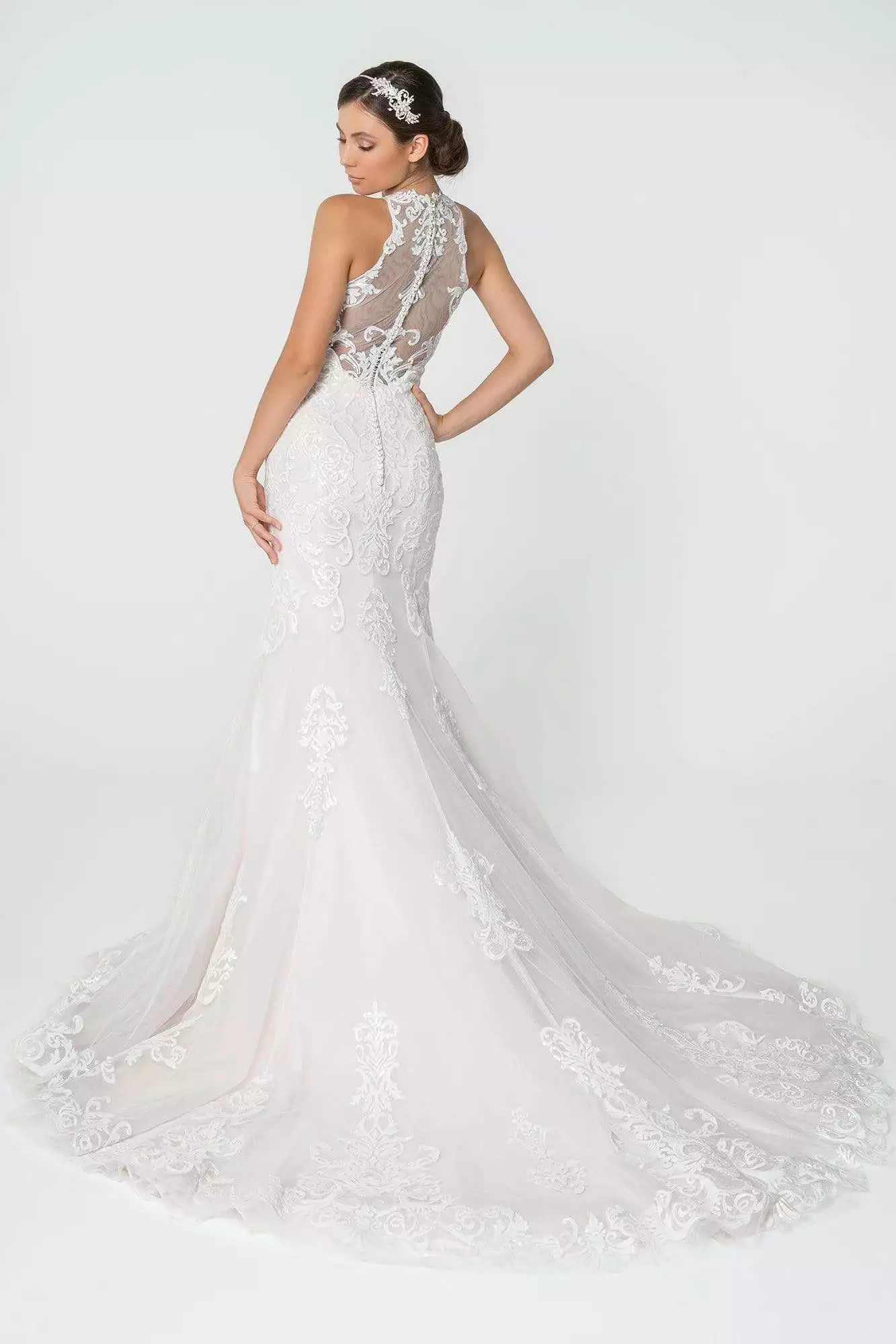 Elizabeth K - GL2818 Embellished Illusion Jewel Trumpet Bridal Dress 4 Elizabeth K - GL2818 Embellished Illusion Jewel Trumpet Bridal Dress - Image 2