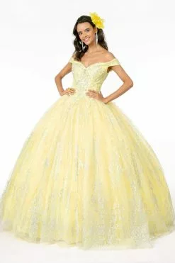 Elizabeth K - GL2910 Glitter Mesh Off-Shoulder Quinceanera Gown
