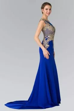 Elizabeth K - Gold Toned Embroidered Beaded Bodice Gown GL1461 -Wedding Dresses shop online elizabeth k gold toned embroidered beaded bodice gown gl1461 evening dressses 5412140744761