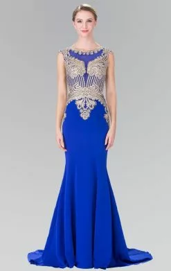 Elizabeth K - Gold Toned Embroidered Beaded Bodice Gown GL1461 -Wedding Dresses shop online elizabeth k gold toned embroidered beaded bodice gown gl1461 evening dressses xs royal blue 5412140711993