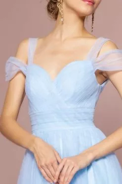 Elizabeth K - Gossamer Tulle Cold Shoulder A-Line Gown GL2610 - 1 Pc Baby Blue In Size 2XL Available -Wedding Dresses shop online elizabeth k gossamer tulle cold shoulder a line gown gl2610 1 pc baby blue in size 2xl available ccsale 2xl baby blue 10943351685203
