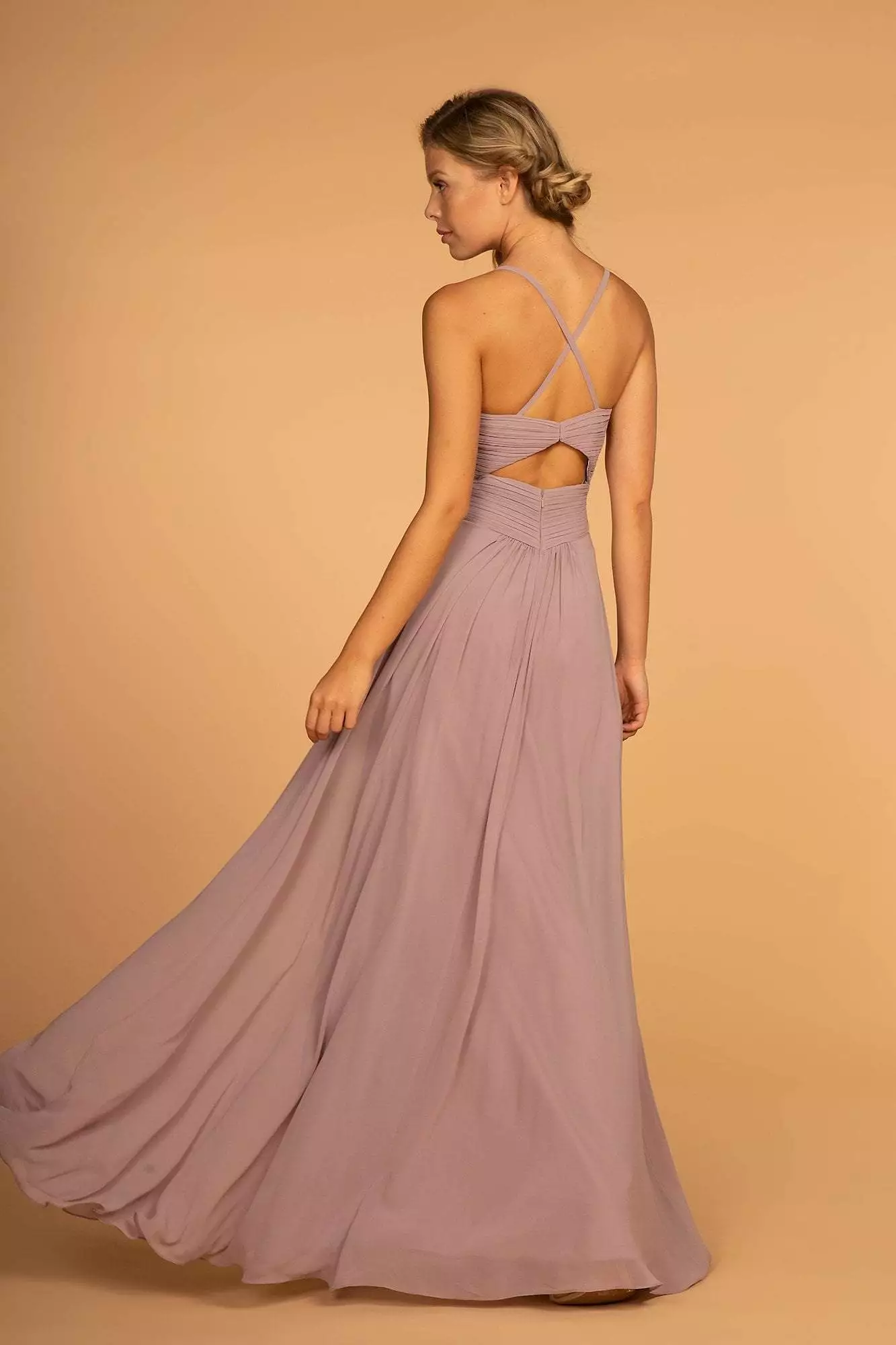 Elizabeth K - Plunging Crisscross Pleated Bodice A-Line Gown GL2609 6 Elizabeth K - Plunging Crisscross Pleated Bodice A-Line Gown GL2609 - Image 4