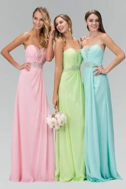 Elizabeth K Strapless Sweetheart Crystal Jeweled Long Dress GL2060 - 1 Pc Pink In Size XL Available