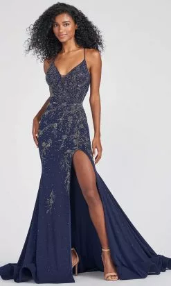 Ellie Wilde EW122028 - Bejeweled V-Neck Prom Dress
