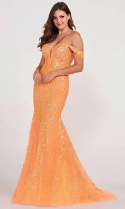 Ellie Wilde EW34007 - Off Shoulder Sequin Prom Dress 13 Ellie Wilde EW34007 - Off Shoulder Sequin Prom Dress -Wedding Dresses shop online ellie wilde ew34007 off shoulder sequin prom dress prom dresses 00 orange 31680146866259