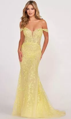 Ellie Wilde EW34007 - Off Shoulder Sequin Prom Dress 14 Ellie Wilde EW34007 - Off Shoulder Sequin Prom Dress -Wedding Dresses shop online ellie wilde ew34007 off shoulder sequin prom dress prom dresses 00 yellow 31680147095635