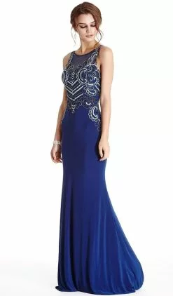 Aspeed Design - Embellished Halter Sheath Evening Dress -Wedding Dresses shop online embellished halter sheath evening dress dress 5654804398137