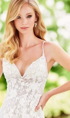 Enchanting By Mon Cheri - 118136 V Neck Floral Embroidered Dress -Wedding Dresses shop online enchanting by mon cheri 118136 v neck floral embroidered dress bridal dresses 15888572055635