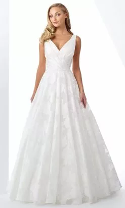 Enchanting By Mon Cheri - 119101 Pleated V Neck A-Line Gown