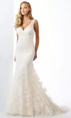 Enchanting By Mon Cheri - 119114 Sequined Lace V Neck Trumpet Dress