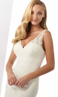 Enchanting By Mon Cheri - 119114 Sequined Lace V Neck Trumpet Dress -Wedding Dresses shop online enchanting by mon cheri 119114 sequined lace v neck trumpet dress bridal dresses 15649650540627