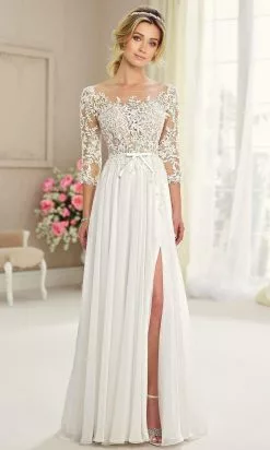 Enchanting By Mon Cheri - 217108 Illusion Quarter Sleeve Flowy Dress