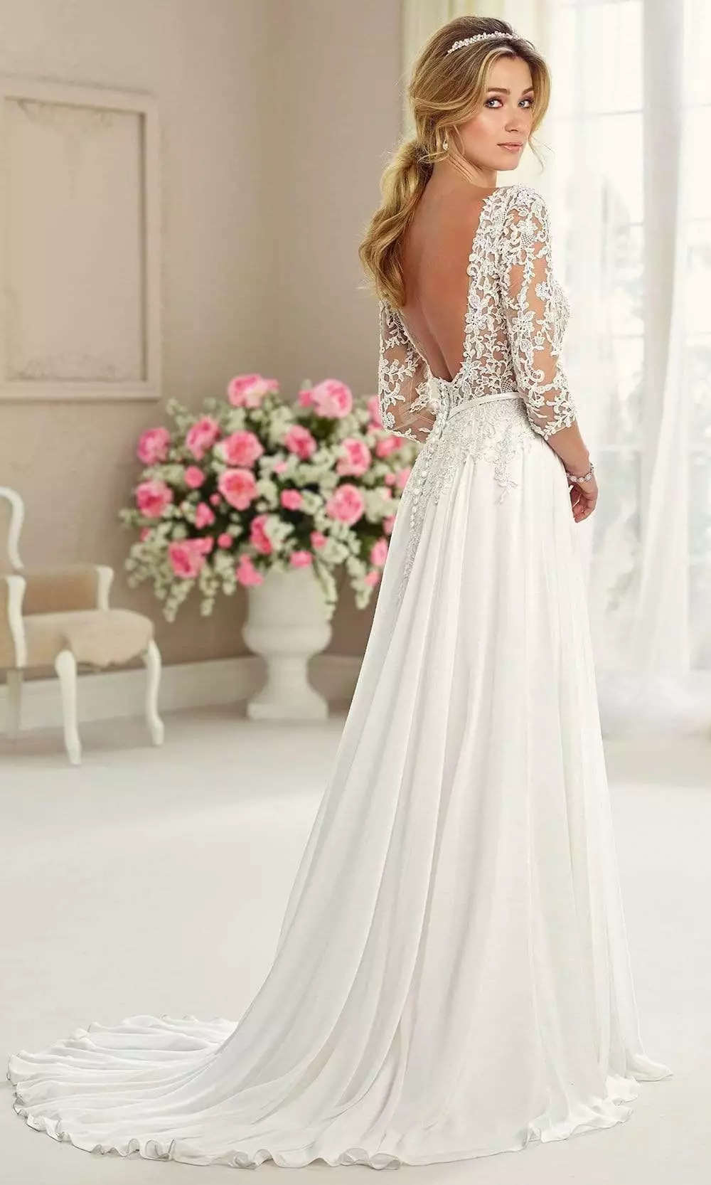 Enchanting By Mon Cheri - 217108 Illusion Quarter Sleeve Flowy Dress 4 Enchanting By Mon Cheri - 217108 Illusion Quarter Sleeve Flowy Dress - Image 2