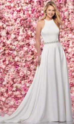 Enchanting By Mon Cheri - 219135 Beaded Waist Cutout Back Bridal Gown