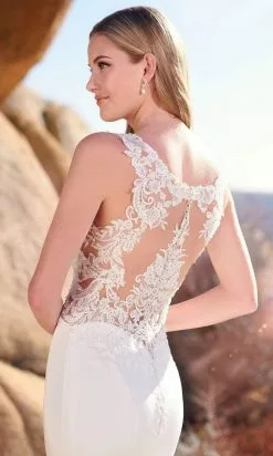Enchanting By Mon Cheri - 220111 Bridal Gown With Lace Cutout Train -Wedding Dresses shop online enchanting by mon cheri 220111 bridal gown with lace cutout train bridal dresses 15883627855955