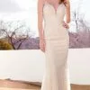 Enchanting By Mon Cheri - 220118 Bedazzled Deep V Neck Fitted Gown