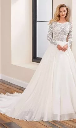 Enchanting By Mon Cheri - 221151 Long Sleeve Open Back Bridal Gown