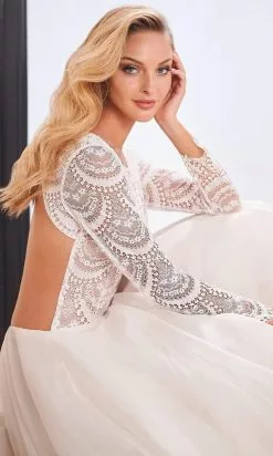 Enchanting By Mon Cheri - 221151 Long Sleeve Open Back Bridal Gown -Wedding Dresses shop online enchanting by mon cheri 221151 long sleeve open back bridal gown bridal dresses 28325070667859
