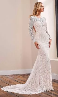 Enchanting By Mon Cheri - 221152 Long Sleeve Stretch Lace Sheath Gown