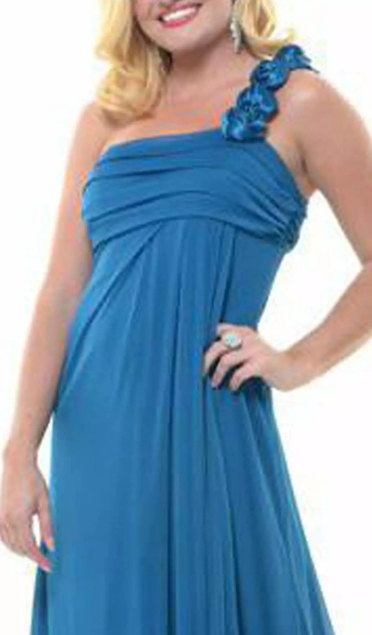 Eureka Fashion - 1701 Rosette Strap One Shoulder Empire Waist Gown 4 Eureka Fashion - 1701 Rosette Strap One Shoulder Empire Waist Gown - Image 2