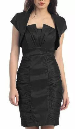 Eureka Fashion - 1818 Taffeta Sheath Cocktail Dress With Bolero -Wedding Dresses shop online eureka fashion 1818 taffeta sheath cocktail dress with bolero special occasion dress 6927767928915