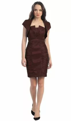 Eureka Fashion - 1818 Taffeta Sheath Cocktail Dress With Bolero