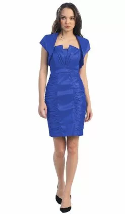 Eureka Fashion - 1818 Taffeta Sheath Cocktail Dress With Bolero -Wedding Dresses shop online eureka fashion 1818 taffeta sheath cocktail dress with bolero special occasion dress xs royal 28670456954963