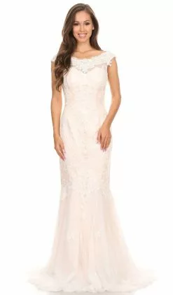 Eureka Fashion - 3510 Lace Bateau Long Mermaid Dress 12 Eureka Fashion - 3510 Lace Bateau Long Mermaid Dress -Wedding Dresses shop online eureka fashion 3510 lace bateau long mermaid dress wedding dresses xs ivory blush 6905340690515